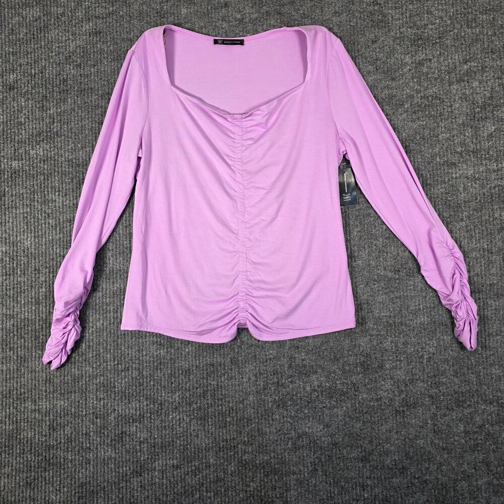 INC International Concepts Lavender Ruched Front Top Long Sleeve NWT L